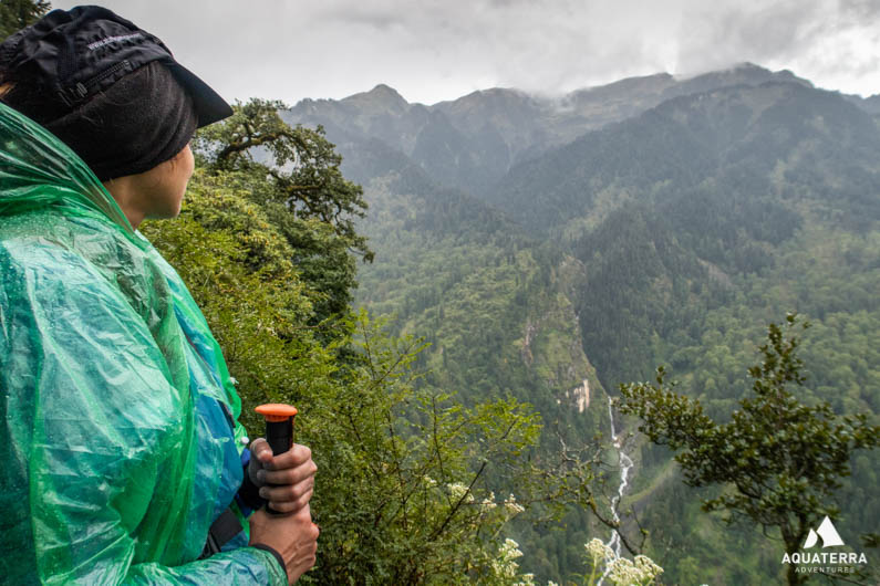 Shefali taking in the view of the waterfalls and the landscape